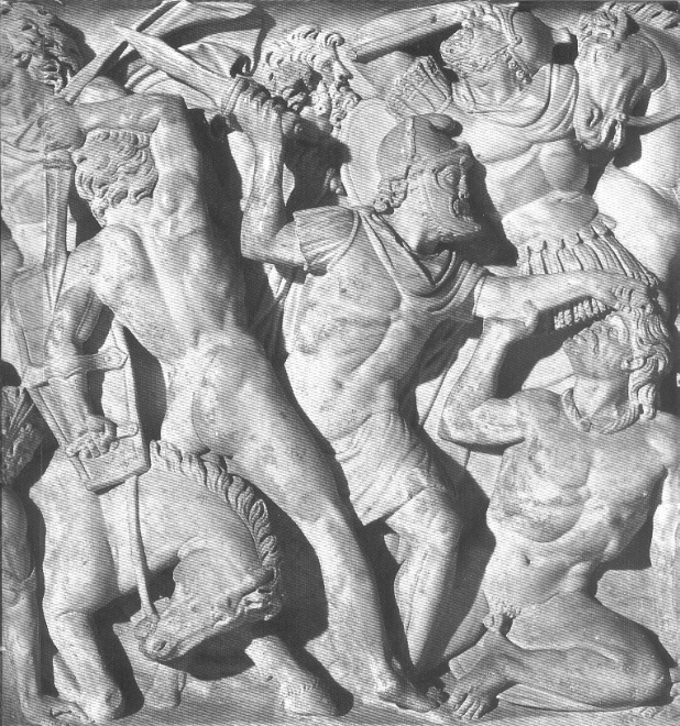 Naked Gauls fighting Romans