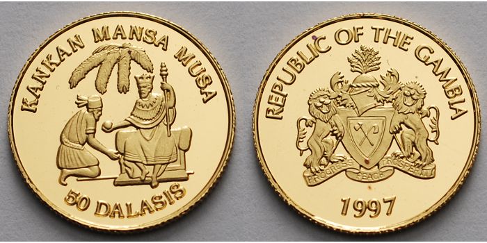 Republic of Gambia gold coin commemorating Mansa Musa